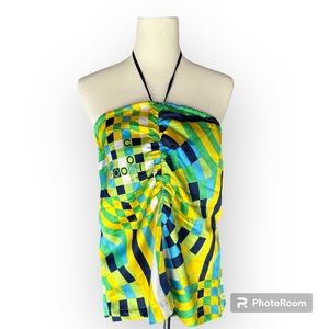 COOGI Logo Silk Halter Top Women’s Size Large Multicolor